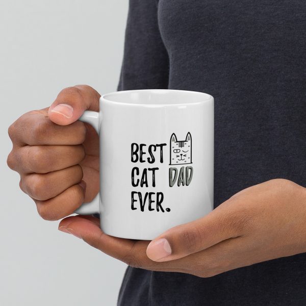 White glossy mug Best cat Dad ever - Image 2