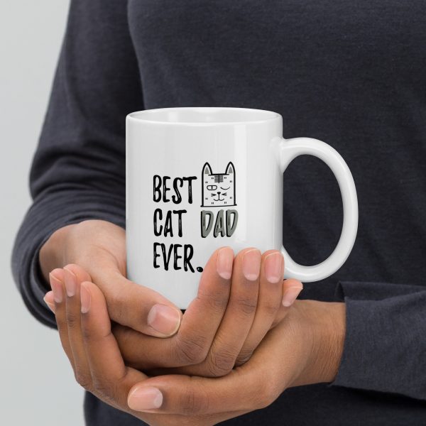 White glossy mug Best cat Dad ever